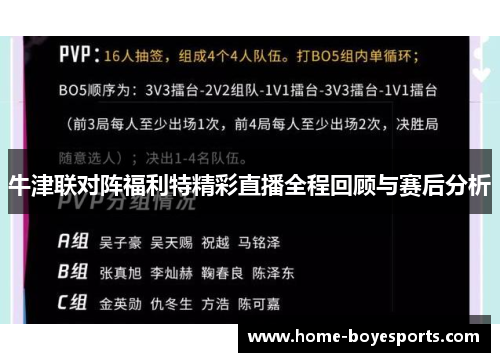 牛津联对阵福利特精彩直播全程回顾与赛后分析